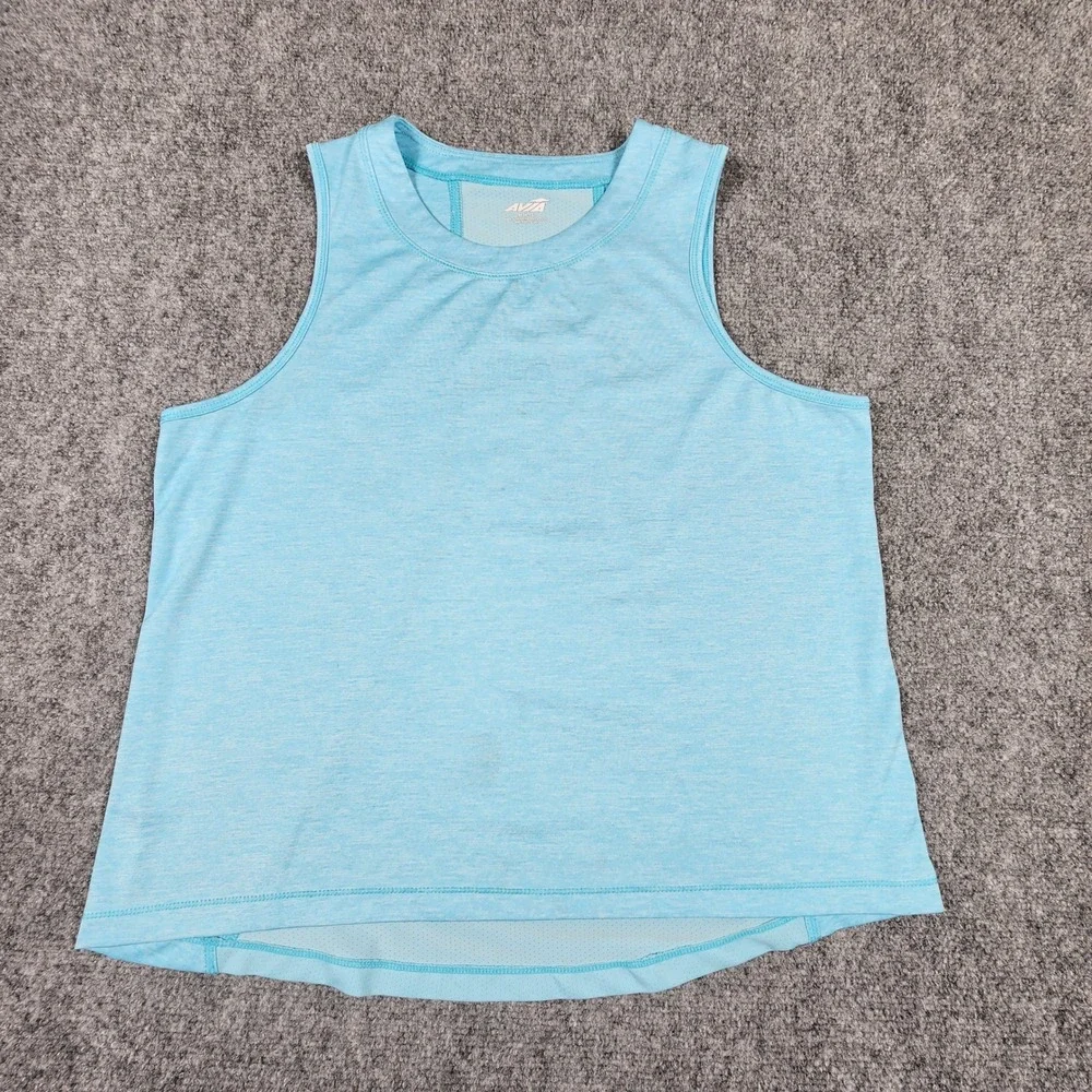 Avia Womens Blue Space Dye Mesh Back Activewear Tank Top Size M 8-10 - Picture 1 of 5